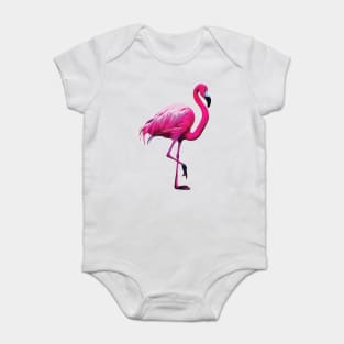 Pink Flamingo on Grey Baby Bodysuit